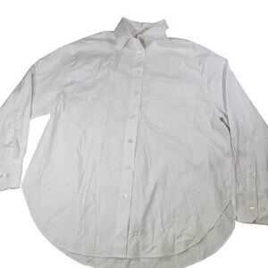 Madewell Women White Poplin Oversized Button-Up Long Sleeve Shirt Size S